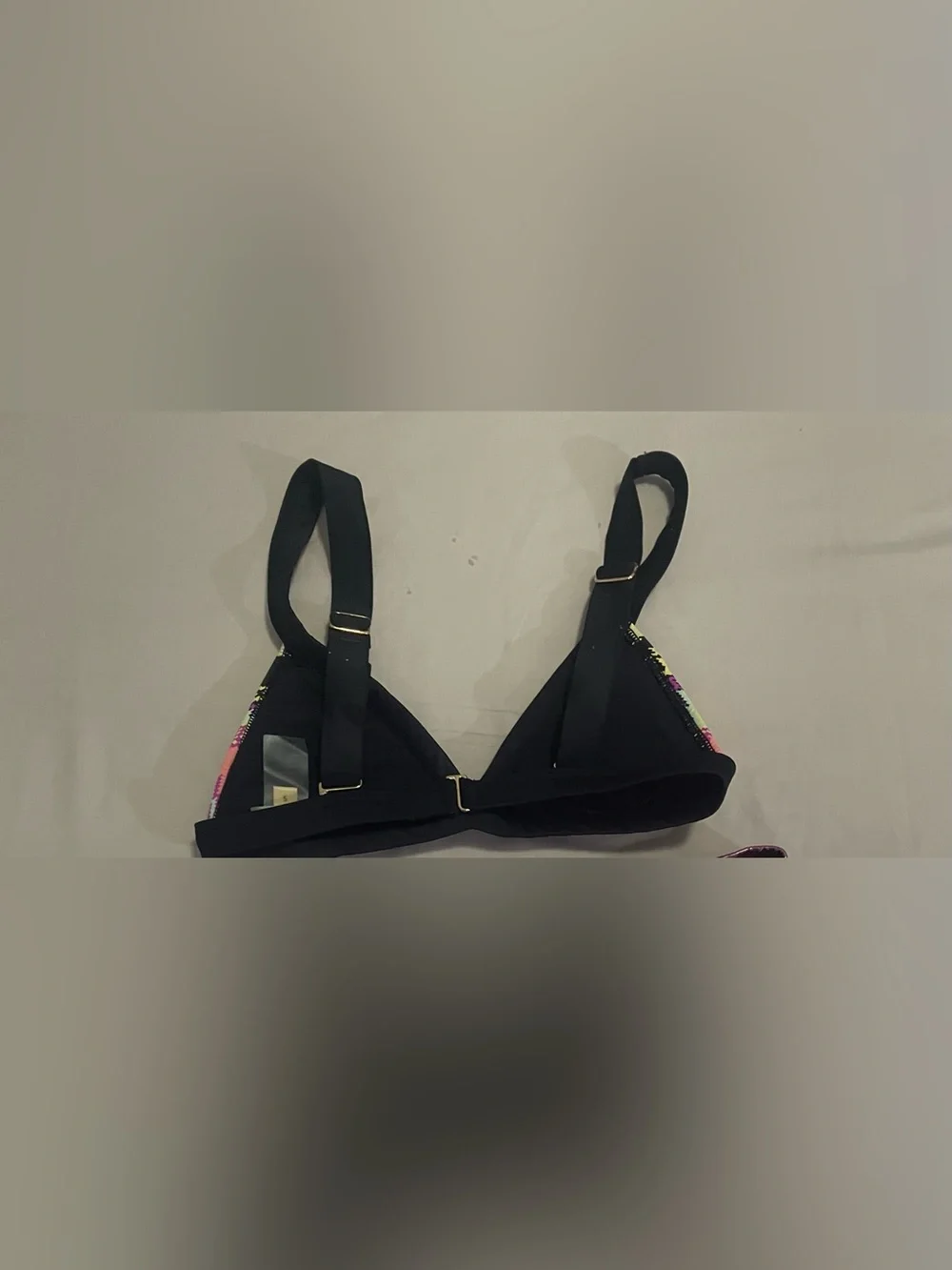 Pilyq Pink Chevron Triangle Bikini Top with Black Trim